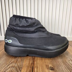 Oofos OOmg Bootie Recovery Shoes Womens Size 9 Black Slip On Nylon Ankle Comfort